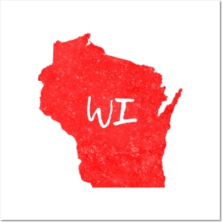 Wisconsin WI State Red Silhouette Posters and Art